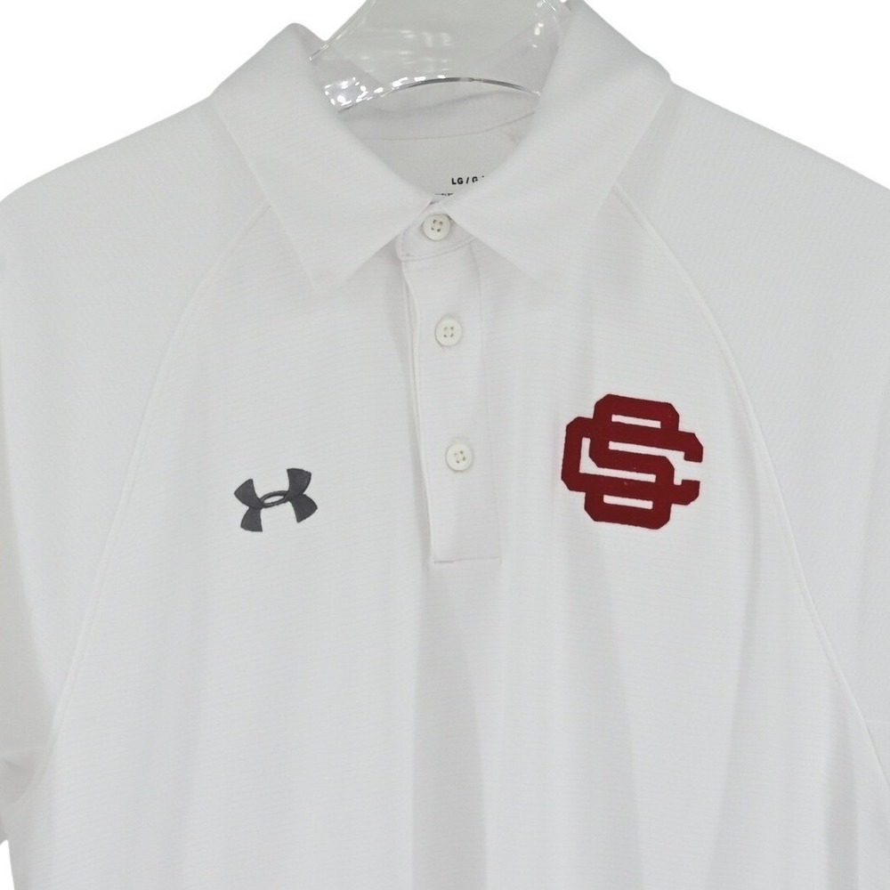 Under Armour South Carolina Gamecocks White HeatGear Loose Fit Polo Shirt Large